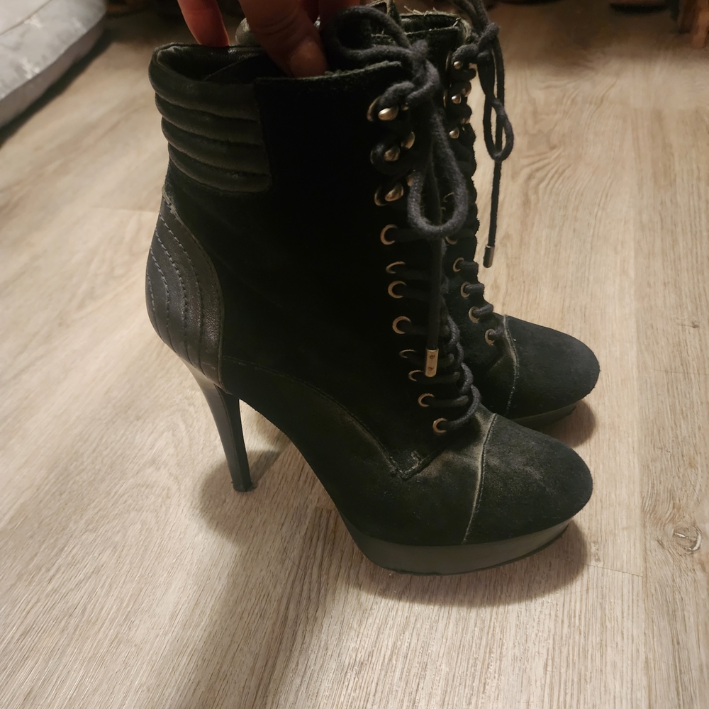 Jessica Simpson Black Lace-Up Ankle Boots